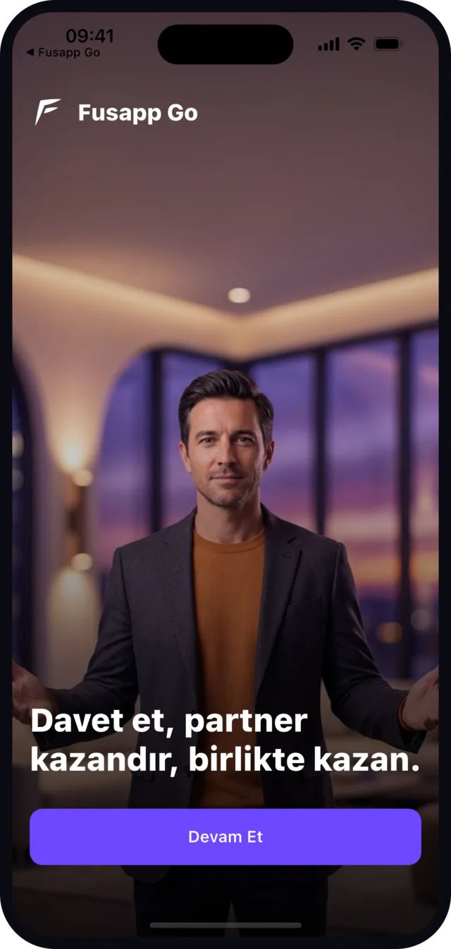 Fusapp Go partner app welcome screen