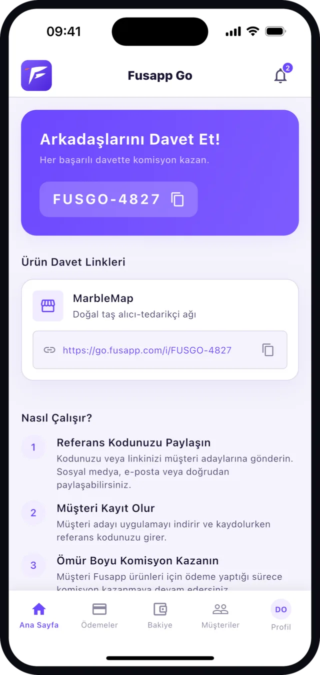 Fusapp Go partner app referral code and product links
