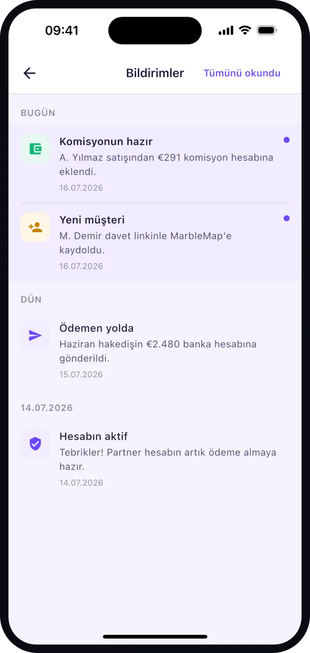 Fusapp Go partner app notifications screen
